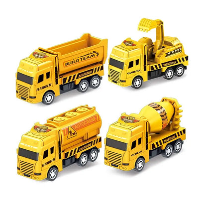 Lot de 4 Camions de Chantier à Remonter – Camion Benne, Grue et Engins