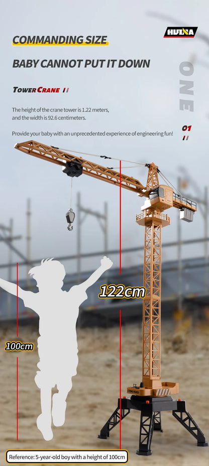 Grue télécommandé Huina  – Véhicule de chantier RC 12 canaux en alliage