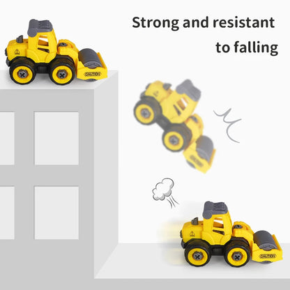 Coffret 8 Véhicules de Chantier à Monter – Excavatrice, Tracteur, Bulldozer & Camion de Pompier – Jouets Vis & Boulons pour Enfants