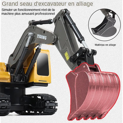 Camion-benne de chantier télécommandé 2,4 GHz – Véhicule RC en alliage pour enfants