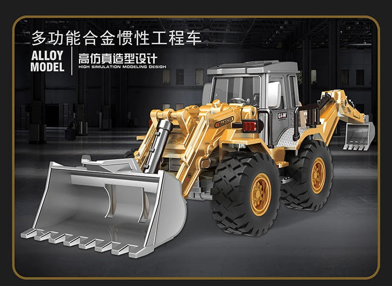 Tracteur, Pelleteuse & Bulldozer en Métal – Véhicules de Chantier à Inertie pour Enfants (Modèles au choix)