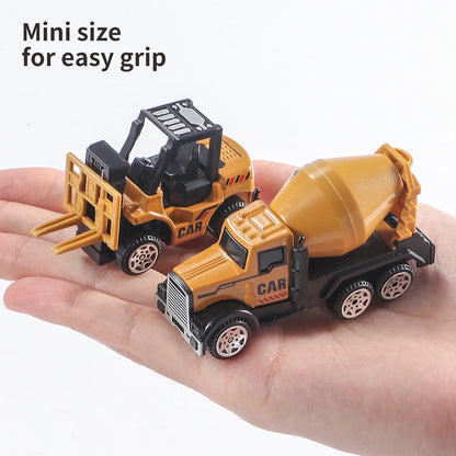 Set de 6 Véhicules de Chantier en Métal – Excavatrice, Bulldozer & Rouleau – Mini Modèles Diecast pour Enfants