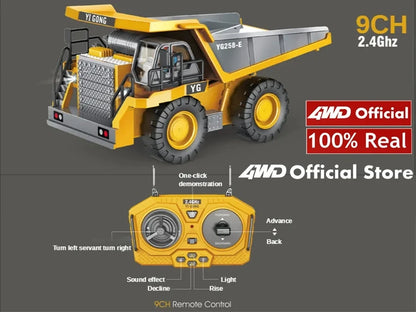 Véhicule de chantier télécommandé 4x4 – Pelleteuse, Camion-benne ou Bulldozer RC (modèle au choix)