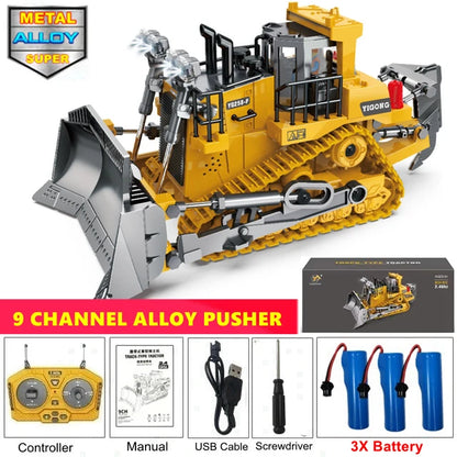 Véhicule de chantier télécommandé 4x4 – Pelleteuse, Camion-benne ou Bulldozer RC (modèle au choix)