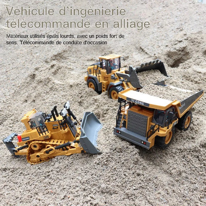 Camion-benne de chantier télécommandé 2,4 GHz – Véhicule RC en alliage pour enfants