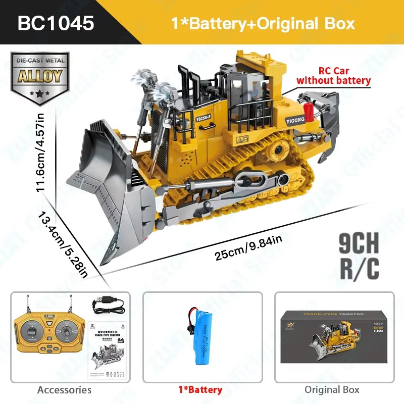 Camion-benne de chantier télécommandé 2,4 GHz – Véhicule RC en alliage pour enfants