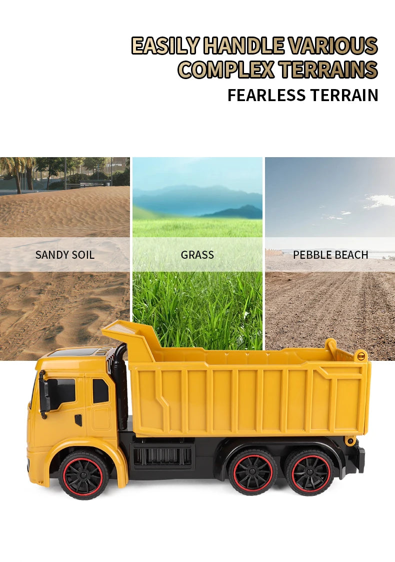 Camion-benne de chantier télécommandé 2,4 GHz – Véhicule RC en alliage pour enfants