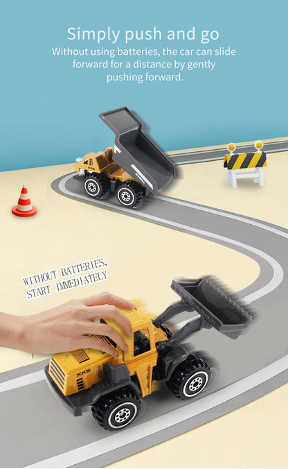 Set de 6 Véhicules de Chantier en Métal – Camion, Tracteur, Chargeur & Pelleteuse – Jouets dès 3 ans