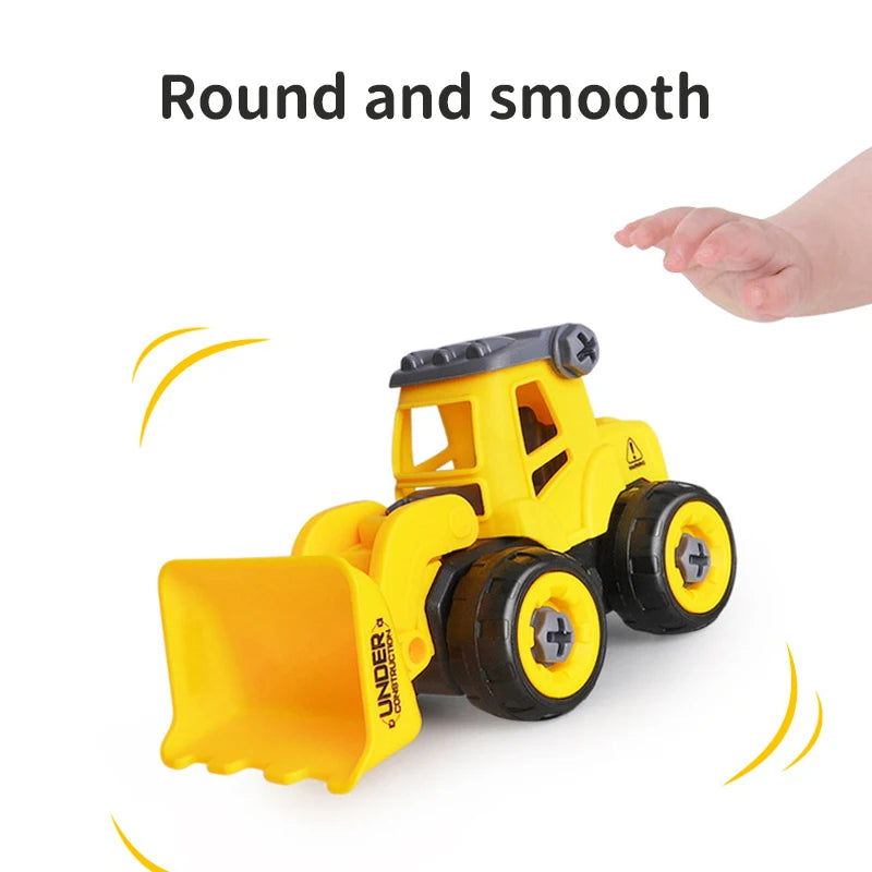 Coffret 8 Véhicules de Chantier à Monter – Excavatrice, Tracteur, Bulldozer & Camion de Pompier – Jouets Vis & Boulons pour Enfants