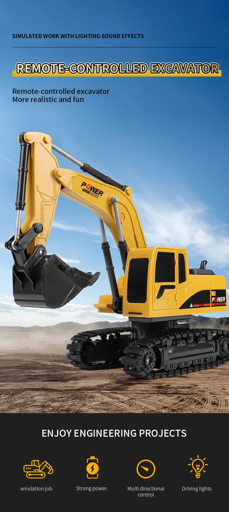 Camion-benne de chantier télécommandé 2,4 GHz – Véhicule RC en alliage pour enfants