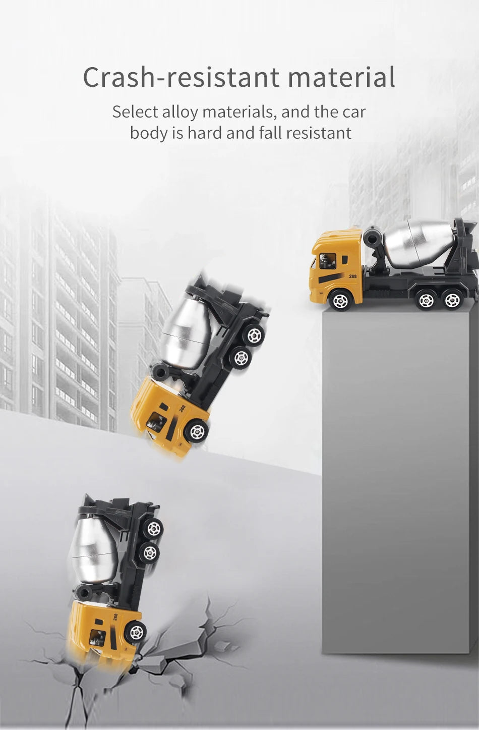 Set de 6 Véhicules de Chantier en Métal – Camion, Tracteur, Chargeur & Pelleteuse – Jouets dès 3 ans