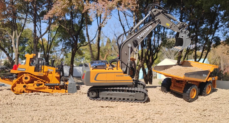 Véhicule de chantier télécommandé 4x4 – Pelleteuse, Camion-benne ou Bulldozer RC (modèle au choix)