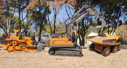 Véhicule de chantier télécommandé 4x4 – Pelleteuse, Camion-benne ou Bulldozer RC (modèle au choix)