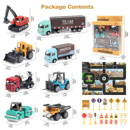 Set de 6 Véhicules de Chantier en Métal – Camion, Tracteur, Chargeur & Pelleteuse – Jouets dès 3 ans