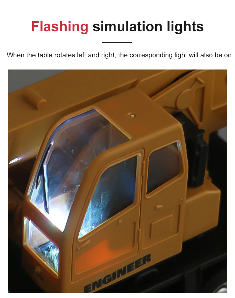 Camion grue télécommandé – Véhicule de chantier RC 2,4 GHz avec flèche élévatrice pour enfants