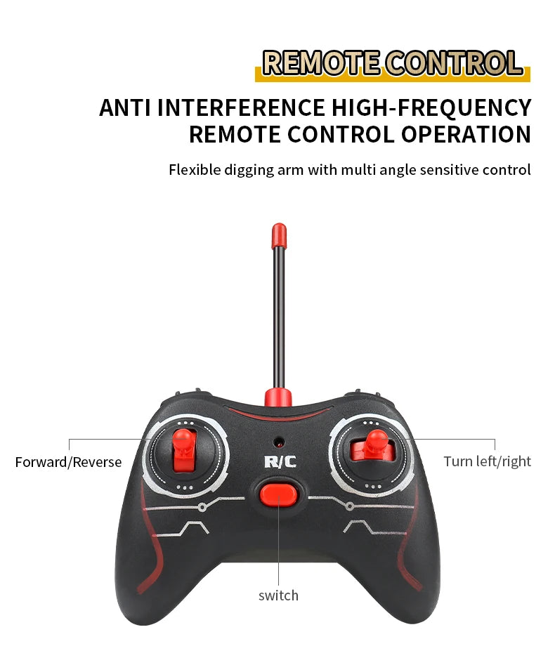 Camion-benne de chantier télécommandé 2,4 GHz – Véhicule RC en alliage pour enfants