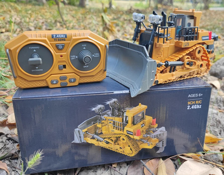 Véhicule de chantier télécommandé 4x4 – Pelleteuse, Camion-benne ou Bulldozer RC (modèle au choix)