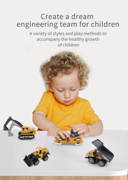 Set de 6 Véhicules de Chantier en Métal – Camion, Tracteur, Chargeur & Pelleteuse – Jouets dès 3 ans