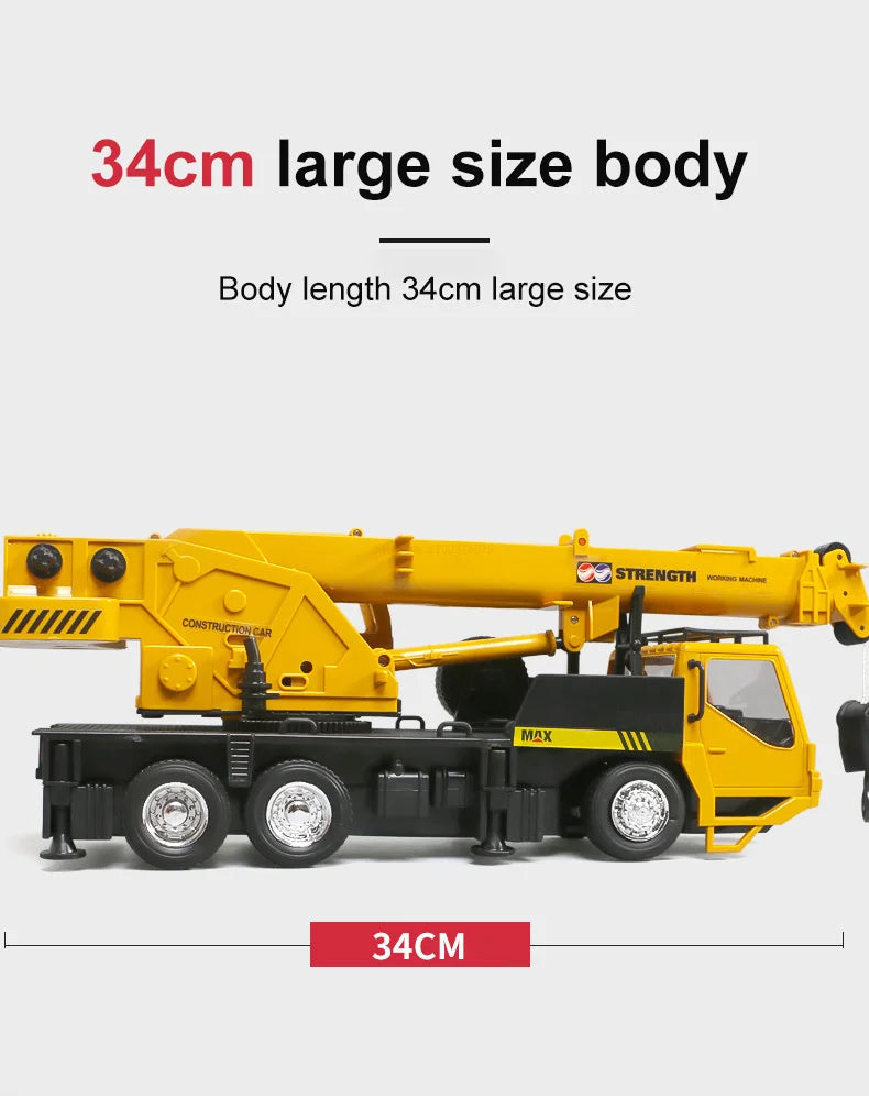 Camion grue télécommandé – Véhicule de chantier RC 2,4 GHz avec flèche élévatrice pour enfants