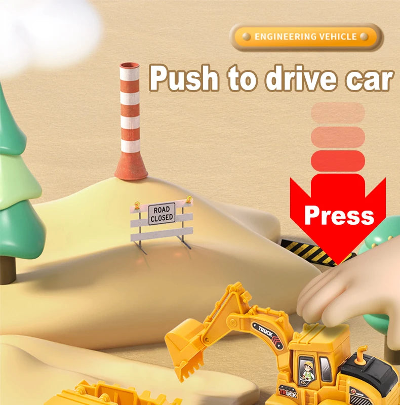 Mini Engin de Chantier – 4 Modèles au Choix (Bulldozer, Pelle, Chargeur, Rouleau)