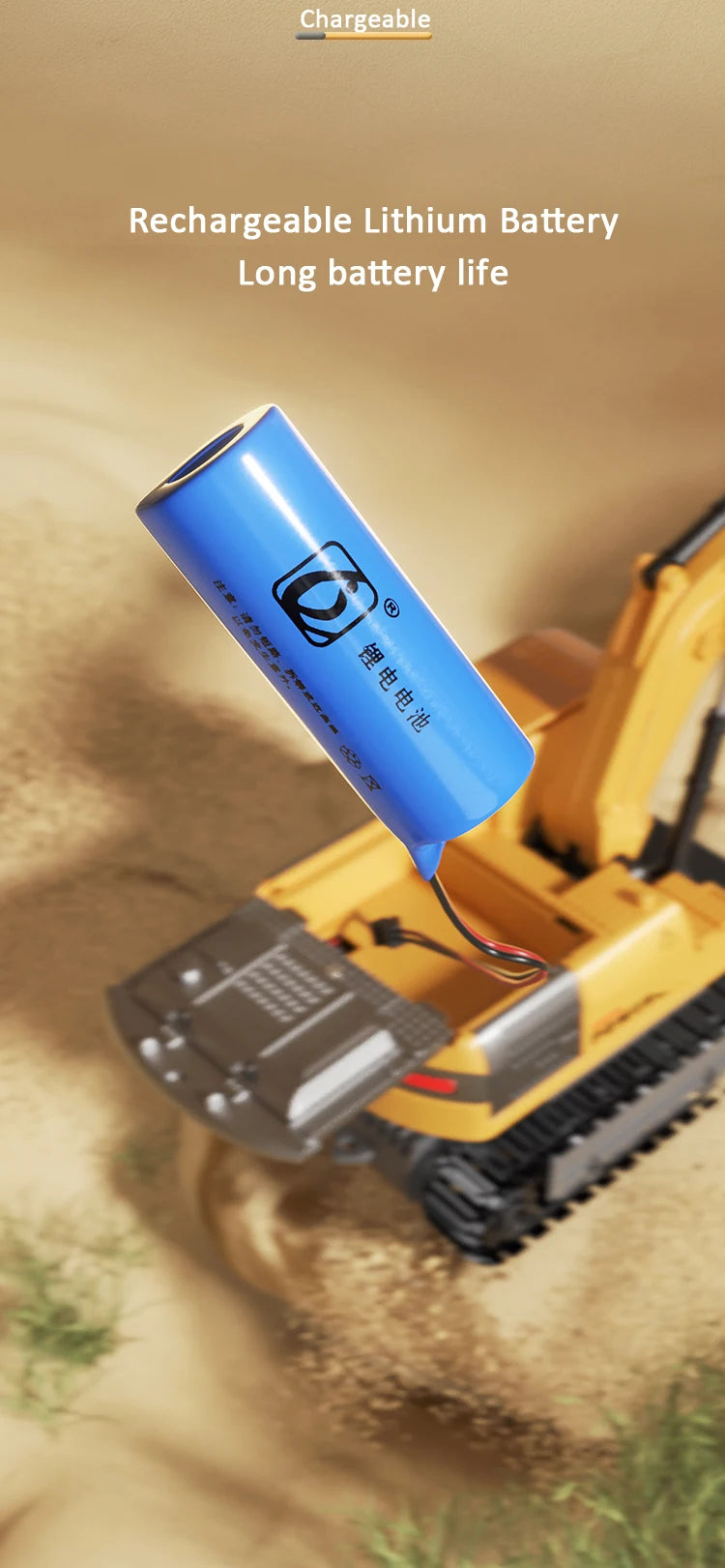 Pelleteuse télécommandée en alliage avec lumières et sons – Véhicule de chantier RC pour enfants