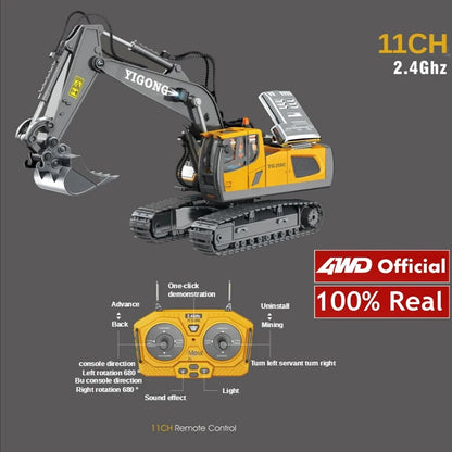 Véhicule de chantier télécommandé 4x4 – Pelleteuse, Camion-benne ou Bulldozer RC (modèle au choix)