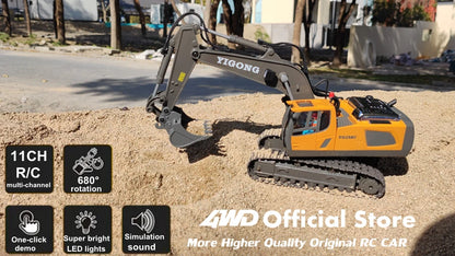 Véhicule de chantier télécommandé 4x4 – Pelleteuse, Camion-benne ou Bulldozer RC (modèle au choix)