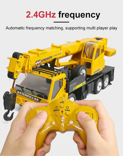 Camion grue télécommandé – Véhicule de chantier RC 2,4 GHz avec flèche élévatrice pour enfants