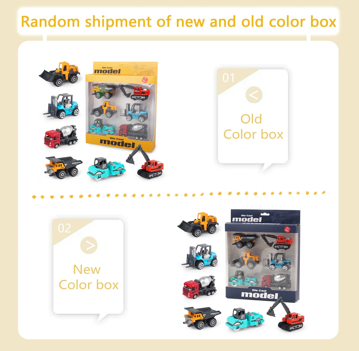 Set de 6 Véhicules de Chantier en Métal – Camion, Tracteur, Chargeur & Pelleteuse – Jouets dès 3 ans