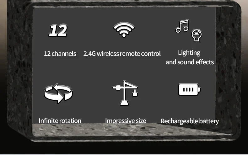 Grue télécommandé Huina  – Véhicule de chantier RC 12 canaux en alliage