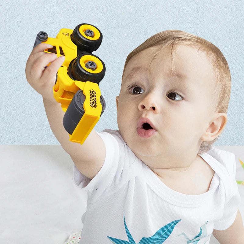 Coffret 8 Véhicules de Chantier à Monter – Excavatrice, Tracteur, Bulldozer & Camion de Pompier – Jouets Vis & Boulons pour Enfants